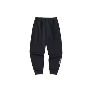 Anta Тренировочные флисовые брюки с буквенным принтом, теплые, свободные, удобные, трикотажные, спортивные, женские, черные 162347324-1 XL