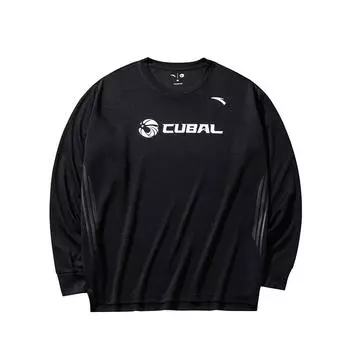 Anta Удобная дышащая футболка с круглым вырезом и длинным рукавом с надписью «Lift», мужские топы, базовый цвет, черный 152431406-2 M