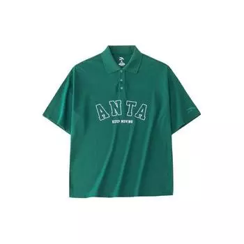 Anta Удобная дышащая рубашка поло с буквами унисекс темно-зеленого цвета 952428111-2 L