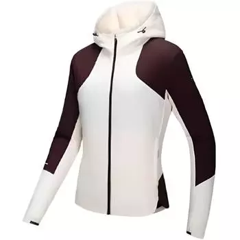 Anta Удобная куртка с капюшоном на молнии для женщин Running Series, ванильно-бежевый, шоколадно-коричневый 962445601-1 L