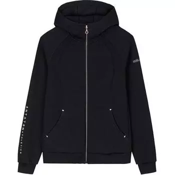 Anta Удобная повседневная однотонная простая куртка с капюшоном на молнии, женские куртки, черный цвет 162437706N-3 S