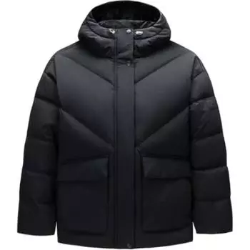 Anta Удобная Повседневная Простая Однотонная Свободная Пуховая Куртка с Капюшоном Женская Верхняя Одежда Черная 162447939-2 XS