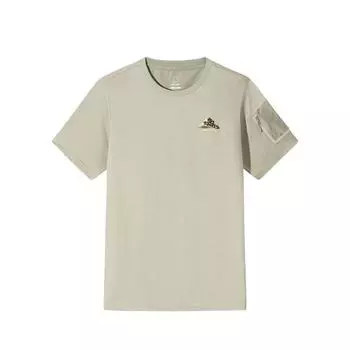 Anta Удобная Простая Буква Универсальная Спортивная Круглый Вырез Влагоотводящий Пуловер Футболка с Коротким Рукавом Мужские Топы Плавающий-Серый 152526105-1 L