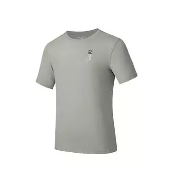 Anta Удобная Простая Футболка с Круглым Вырезом и Буквами, Универсальная Повседневная Дышащая с Коротким Рукавом, Мужские Топы Мохово-Серо-Зеленый 152527159-2 M