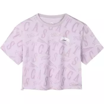 Anta Удобная свободная футболка с круглым вырезом и принтом в виде букв, женские топы, серо-фиолетовые 162438115-2 L