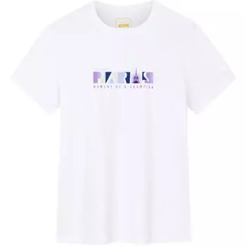 Anta Удобная универсальная дышащая футболка с круглым вырезом и коротким рукавом с принтом в виде букв, женские футболки, белоснежный цвет 162437103-1 S