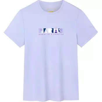 Anta Удобная универсальная дышащая футболка с круглым вырезом и коротким рукавом с принтом в виде букв, женские футболки светло-лавандового цвета 162437103-3 M