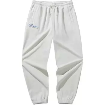 Anta Удобные повседневные простые свободные флисовые трикотажные спортивные брюки с манжетами и завязками, мужские брюки пляжно-серого цвета 952441301-1 S