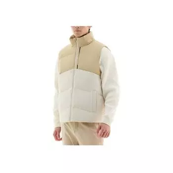 Anta Удобный повседневный простой жилет на молнии с буквенным принтом и цветным блоком, воротник-стойка, мужские жилеты, грибно-серый, однотонный, хаки 952447903-1 M