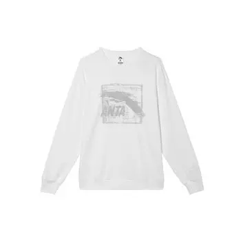 Anta Удобный повседневный свободный свитер с круглым вырезом с принтом, мужская толстовка Paper-White 952438701-1 3XL