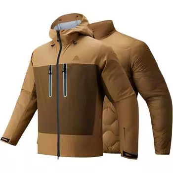 Anta Urban Outdoor Series Letter Loose Hooded Zip Long Sleeve Waterproof Windproof warm Jacket Men Jacket Tangerine-Brown Brown 952446603-1 M