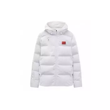 Anta Urban Series однотонная куртка с капюшоном и застежкой-молнией с национальным флагом, универсальная, мужская верхняя одежда, белая 152410907-1 XL
