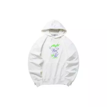 Anta Узор напечатанный спортивный толстовка с капюшоном на шнурке с длинным рукавом унисекс толстовки Paper-White 172218702R-1 L