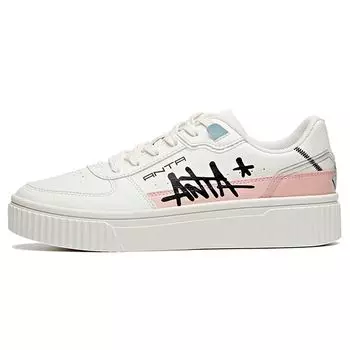 Anta Versatile Low-Top Skate Shoes Women Sneakers White Black Pink 122028064-1 35.5