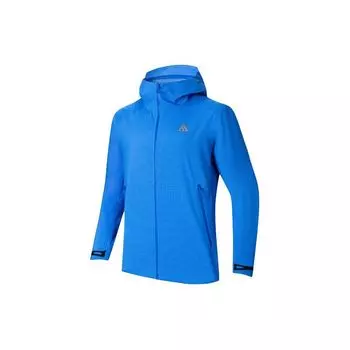 Anta Ветровка Water Shell LT Series, однотонная, с логотипом, на молнии, с капюшоном, спортивная ветровка унисекс, ветровка небесно-голубого цвета 952417605-4 2XL