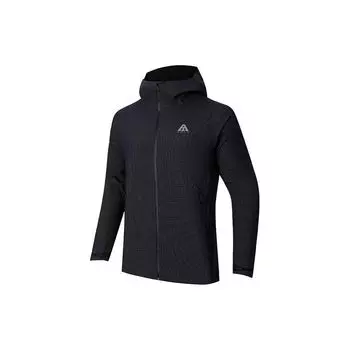 Anta Ветровка Water Shell LT Series, однотонная, с логотипом, на молнии, с капюшоном, спортивная ветровка унисекс, черная 952417605-5 2XL