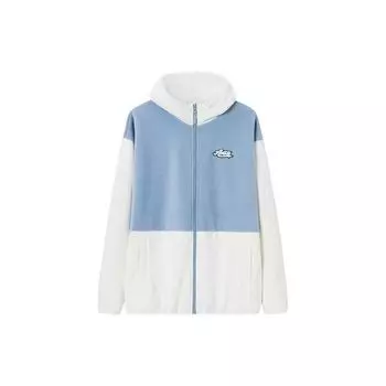 Anta Ветрозащитная флисовая куртка с капюшоном и длинными рукавами Color Block, верхняя одежда унисекс, сине-серая, ванильно-белая 972348707-2 2XL