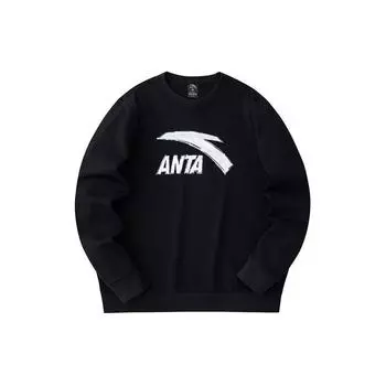 Anta Вязаный свитер с логотипом Color Block, повседневная толстовка, унисекс, черный, серый 972418707-5 S