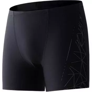Anta Water Resistant Breathable Letter Print Swim Trunks Men swimwear Black 1823531465-5 M