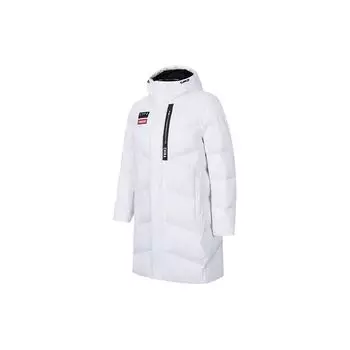 Anta Water-Resistant Mid-Length Snow Shell Down Jacket With Letter Print Men Outerwear Snow-White 152417906-1 L