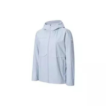 Anta Water-Resistant Woven Jacket Running Sportswear Long Sleeve Windbreaker Women Outerwear Morning-Gray-Blue 162347603-1 XL