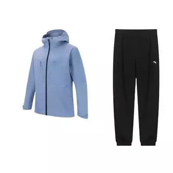 Anta Water Shell Zip Hooded Long Sleeve Jacket Knit Pants Casual Sports Suit Men suit 952337309-1+952337604-3 S