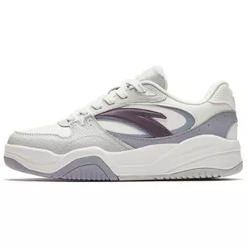 Anta Wave Shoes Versatile Casual Height Increasing Wear Resistant Lightweight Non Slip Low Top Skate Shoes Women sneaker White Purple Gray 922518005-2 35.5