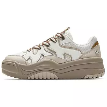 Anta Wave Trendy Retro Slip Resistant Shock Absorbing Durable Low Top Skate Shoes Women sneaker Ivory-White Charlotte-Gray 922538003-3 35.5
