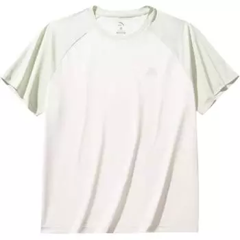 Anta Womens Outdoor Series Sport Casual Simple Splicing Round Neck Pullover Short Sleeve T-Shirt Women T-Shirt Yuca-Green Warm-Jade-White 962526101-1 XS