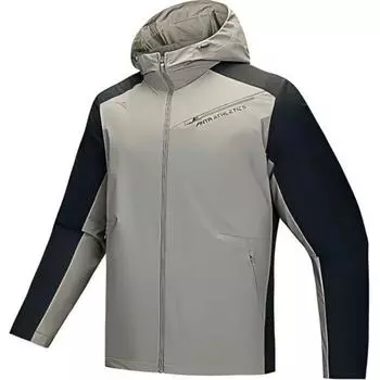 Anta Woven Letter Hooded Zip Long Sleeve Jacket Men jackets Khaki Black 952447604-4 M