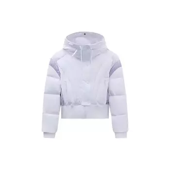 Anta X Chenpeng Collaboration Brand Logo Повседневная короткая куртка с капюшоном Женская куртка Белоснежная светло-фиолетово-серая 162418908-5 M
