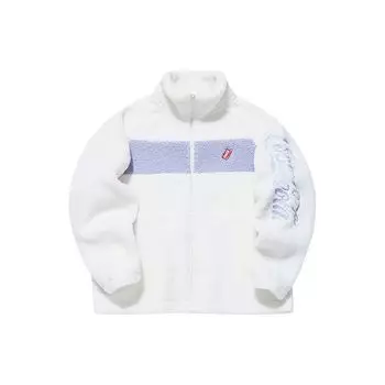 Anta X Coca-Cola Collaboration Lifestyle Series Вышитый логотип Теплая флисовая спортивная повседневная куртка Женская куртка бежевого цвета 962139711-1 L