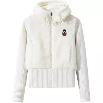 Anta X Inner Child Collaboration Life Series Удобная повседневная теплая флисовая куртка на молнии с капюшоном Женские куртки Vanilla Cream 962448712-1 S
