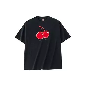 Anta X Kirsh Collaboration Life Series Cherry Letter Круглый вырез свитера короткий рукав с заниженной линией плеч женская футболка черный 162428121-4 XS