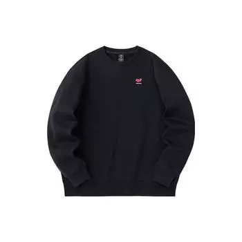 Anta X Kirsh Collaboration Life Series Solid Color Round Neck Pullover Fleece Sweatshirt Women sweatshirt Black 962348722-4 M