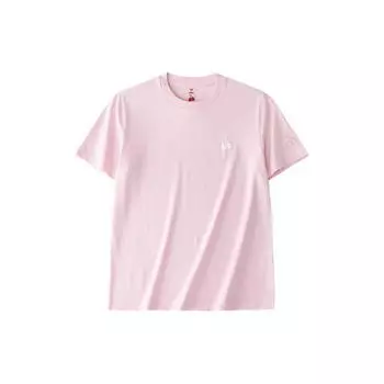Anta X Kirsh Collaboration Life Series Solid Color Cherry Pullover Short Sleeve T-Shirt Women T-Shirts Particle-Pink 162428146-2 XL
