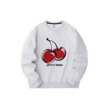 Anta X Kirsh Letter Round Neck Pullover Drop Shoulder Long Sleeve Sweatshirt Women sweatshirt Light-Floral-Gray 962348720-6 M