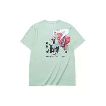 Anta X Naruto Jiraiya Cartoon Print Loose Casual T-Shirt Men Tops Stone-Green 152121145-1 XL