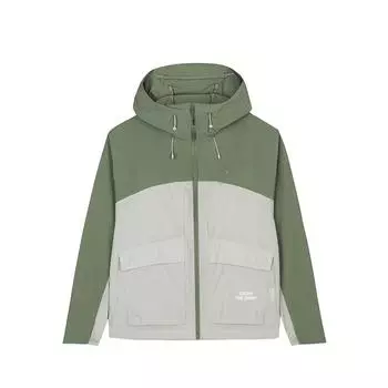 Anta X National Geographic Outdoor Series Color Block Zip-Up Hooded Lightweight Jacket Women jackets Mineral-Grey Jade-Gray 162436606-2 2XL