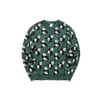 Anta X Oc Collaboration Life Series Толстовка унисекс с принтом панды, круглым вырезом и длинными рукавами, темно-зеленая 152020709H-2 XXL