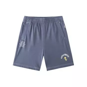 Anta X Popeye Collaboration Life Series Printed Letter Mid-Rise Breathable Straight Casual Shorts Men shorts Gray 152428330-2 XL