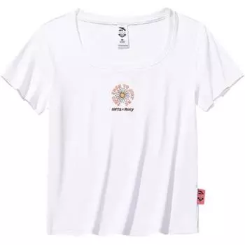 Anta X Roxy Collaboration Lifestyle Series Sport Casual Simple Solid Color Round Neck Pullover Slim Fit Short Sleeve T-Shirt 162528123-1 S