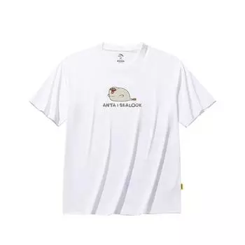 Anta X Seal Look Collaboration Life Series Simple Versatile Loose Letter Animal Print Round Neck Breathable Short Sleeve T-Shirt 172528130-1 M