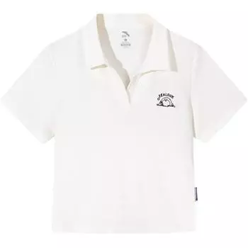 Anta X Seal Look Collaboration Life Series Comfortable Simple Short Versatile Slim Fit Letter V-Neck Short Sleeve Polo Shirt Women tops 962528114-1 XS