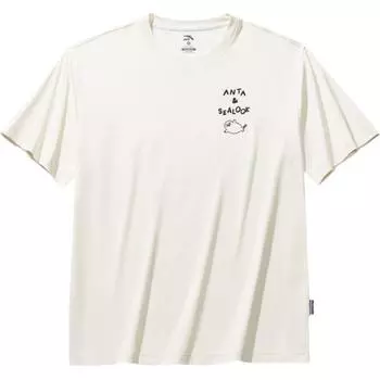 Anta X Seal Look Collaboration Lifestyle Series Sports Casual Simple Loose Round Neck Pullover Letter Short Sleeve T-Shirt Unisex T-Shirts 972528102-4 S