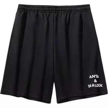 Anta X Seal Look Collaboration Lifestyle Series Sport Simple Letter Loose Fit Lace-Up Casual Shorts Men shorts Basic-Black 952528308-3 XL