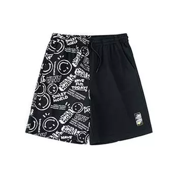 Anta X Smileyworld совместный бренд Life Series, эластичные свободные шорты с полным принтом на шнурке, мужские брюки, черные 152328327-1 S