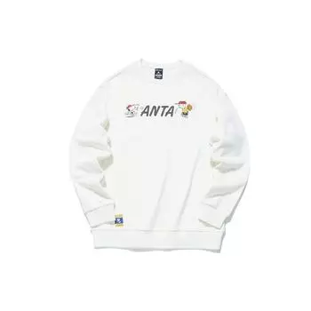 Anta X Snoopy мультяшный логотип напечатанный пуловер с длинным рукавом толстовка унисекс толстовка белая 952139731-1 XXXL