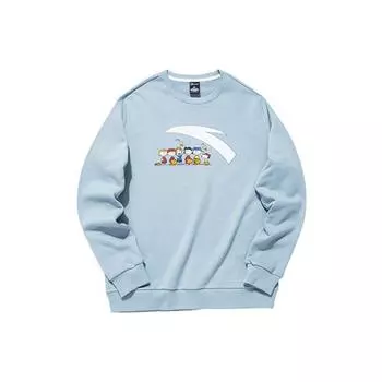 Anta X Snoopy, совместный бренд Life Series, свободный свитшот с круглым вырезом с мультяшным принтом, унисекс, синий 952139731-3 M