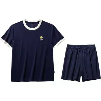 Anta X Super Plant Collaboration Серия Life Удобный Простой Топ с Коротким Рукавом и Круглым Вырезом Универсальные Спортивные Шорты со Средней Посадкой Повседневный Комплект 962528203-3 XS